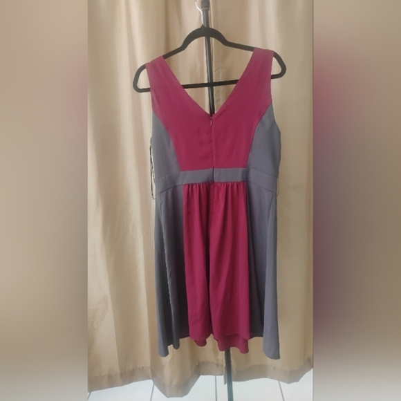 Elle Womens Sleeveless Gray, Magenta Color Block Dress Casual Formal SZ 14 - Picture 7 of 12